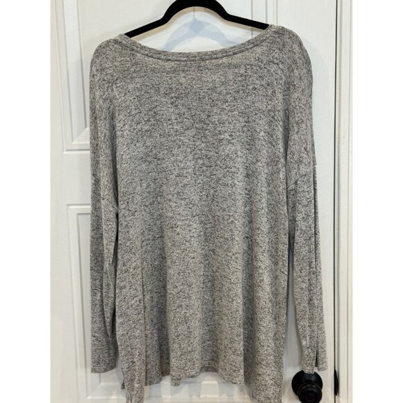 EUC Market & Spruce 2xl Heathered Grey Knit Tunic Top Cozy Casual Long-Sleeves - Picture 2 of 5